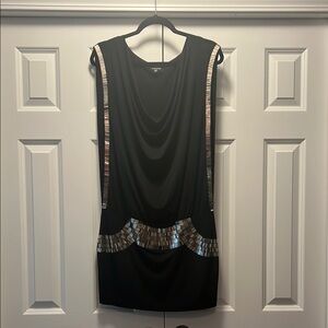 Bebe Black Dress with Silver Accents